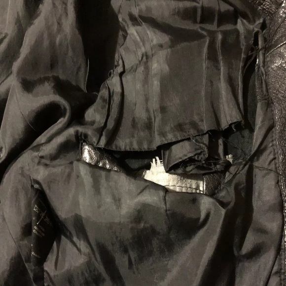 H&M Leather Jacket Aviator 80s Coat Vintage Biker - Picture 6 of 10